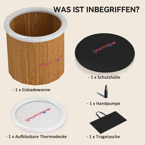 Rootz Ice Bathtub - Inflatable Ice Cream Tray - Muscle Recovery Tub - Optimal Cold Therapy - Ø85 x 75cm, 300L - Includes Carrying Bag & Air Pump