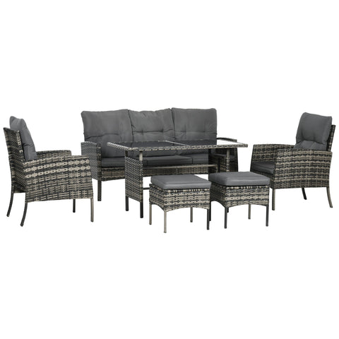 Rootz 6-Piece Garden Furniture Set - Outdoor Seating - Patio Sofa Set - Weather Resistant - Table 116x63x65cm, Chairs 58x68x80cm, Sofa 158x68x80cm
