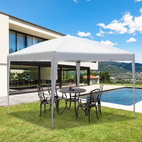 Rootz Gazebo - Pop-up Folding Gazebo - Garden Gazebo - Foldable Party Tent - Garden Tent - UV Protection - Steel + Oxford - White - 2.95 x 2.95 m