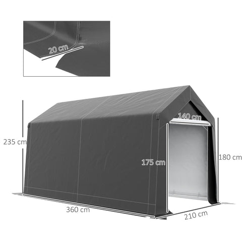 Rootz Garden Storage Tent - Bike Shed - Equipment Shelter - PE Tarpaulin - Galvanized Steel - 210cm x 360cm x 235cm