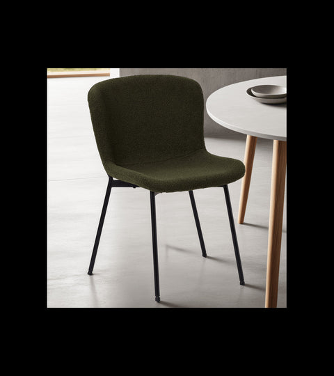 Rootz Dining Chair - Modern Dining Chair - Elegant Seating - Comfortable Foam Cushions - Stylish Bouclé Fabric - Durable Metal Frame - Easy Assembly - 61cm x 52cm x 80cm