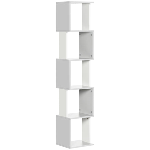Rootz Bookcase - Modern Shelf - 5 Tier Storage - Space-saving Design - 33cm x 28cm x 161cm
