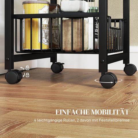 Rootz Kitchen Trolley - Serving Cart - Rollable Kitchen Car - Spacious Worktop - 49.5b x 31t x 91h cm