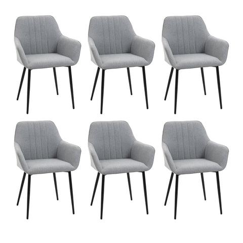 Rootz 6 Piece Set Upholstered Chairs - Dining Chairs - Ergonomic Chairs - Comfortable Seating - 59.5cm x 56.5cm x 81cm