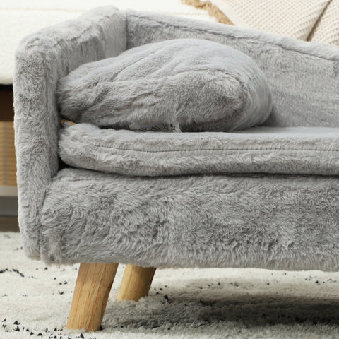 Rootz Dog Sofa - Pet Couch - Canine Seat - Soft Plush Comfort - 70 x 42.5 x 38.5cm Grey