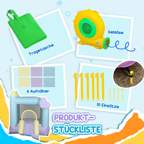 Rootz Bouncy Castle with Slides - Inflatable Playhouse - Oxford Fabric Playground - Quick Inflation - 250cm x 165cm x 200cm