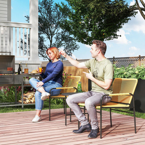 Rootz 3-Piece Rattan Bistro Set - Garden Seating - Outdoor Furniture - All-Weather Rust Resistant - 54cm x 66cm x 76cm - Yellow