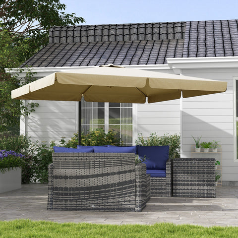 Rootz Garden Parasol - Patio Umbrella - Outdoor Sunshade - Easy Crank Operation - 3m x 3m x 2.56m - Brown