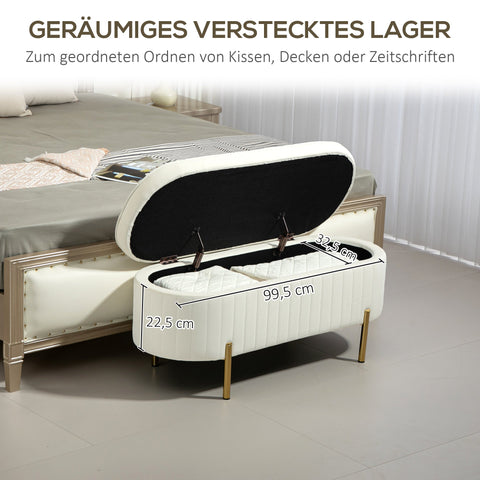 Rootz Storage Bench with Hinged Lid - Upholstered Seat - Velvet Fabric - 19 Gallons Storage - 108cm x 43.5cm