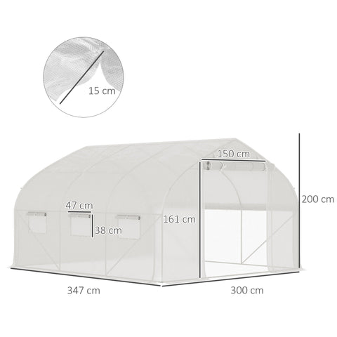 Rootz 10.4 m² Garden Tunnel Greenhouse - Plant Shelter - UV Protected Plant Nursery - Extends Growth Season - 350cm x 300cm x 200cm