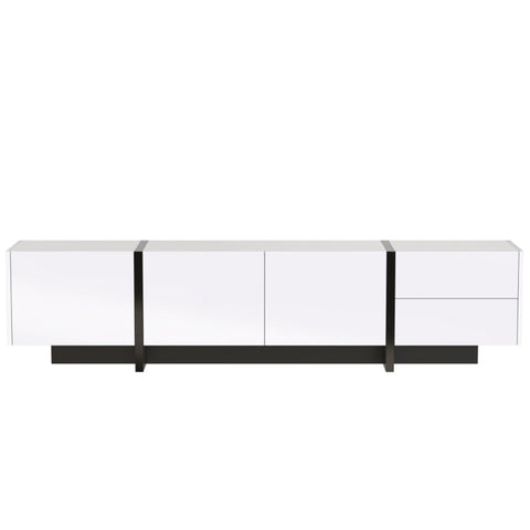 Rootz High Gloss TV Cabinet - Media Stand - Entertainment Unit - Ample Storage - 190L x 35W x 45H cm