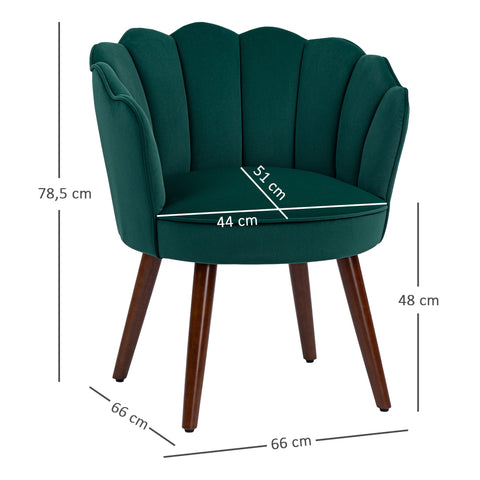 Rootz Fautalilage Coquillage Armchair - Velvet Chair - Shell Back Chair - Stylish Comfort - 66cm x 66cm x 78.5cm