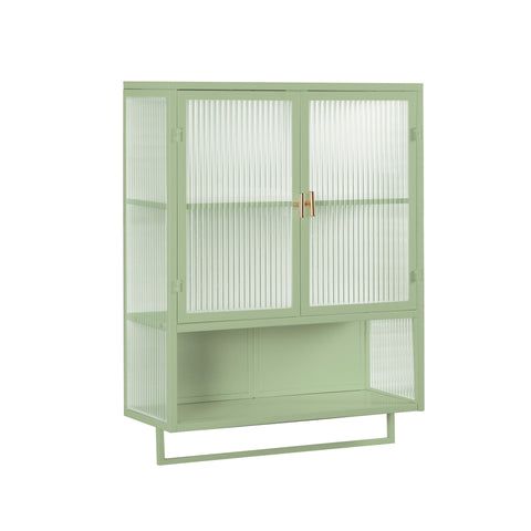 Rootz Modern Wall Cabinet - Glass Display - 2-Door Storage - Space-Saving Design - 60x23x78cm
