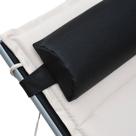 Rootz Sun Lounger with Cushion and Neck Pillow - Garden Recliner - Outdoor Chaise Lounge - Ultimate Comfort - Adjustable Backrest - Weatherproof - L170 x W64 x H82 cm - Aluminum Make