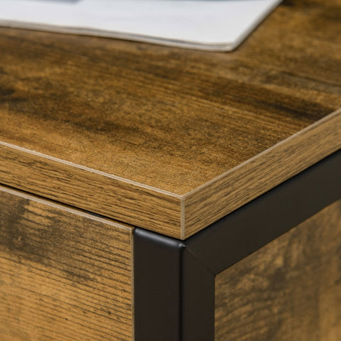 Rootz Industrial Design Wooden Chest Sideboard - Storage Cabinet - Hallway Bench - Rustic Wood Grain - Steel Frame - Slatted Doors - 80cm x 40cm x 49cm