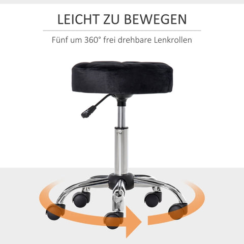 Rootz Salon Stool - Swivel Stool - Velvet Cover - 360 Degree Castors - Height Adjustable - 35cm x 49-61cm - Elegant Design