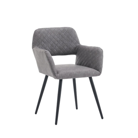 Rootz 2 Piece Set Makeup Chairs - Beauty Chairs - Comfort Seating - Ergonomic Support - 58cm x 56cm x 80cm - Cement Gray Faux Leather