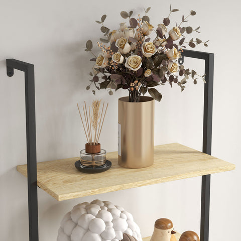 Rootz Wall Shelf Ladder Bookcase - Industrial Shelf - Display Shelves - Space Saver - 60L x 30W x 206H cm