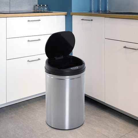 Rootz Stainless Steel Automatic Sensor Rubbish Bin - Touchless Trash Can - Motion Sensor Bin - Hygienic - Convenient - Stylish - Ø30.5 x H51.5 cm