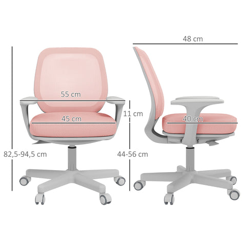 Rootz Ergonomic Desk Chair - Rotatable - Height Adjustable - Comfort - 55 x 48 x 82.5-94.5 cm - Pink