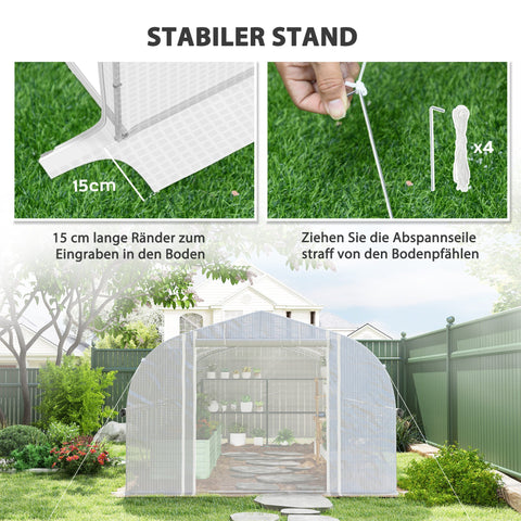 Rootz 6x3x2 m Greenhouse - Walk-in Garden House - Plant Shelter - UV Resistant - 595cm x 300cm x 200cm