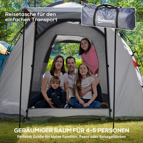 Rootz Camping Tent for 4-5 People - Family Tent - Outdoor Shelter - Two Interiors - Water-Repellent - Enhanced Ventilation - 490cm x 250cm x 185cm