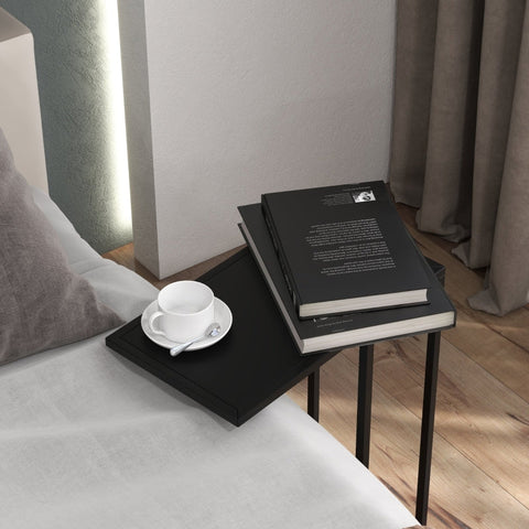 Rootz Bijzettafel - Laptoptafel - C-vormige banktafel - Duurzaam stalen frame - Industrieel ontwerp - Veelzijdig gebruik - 46 cm x 26 cm x 60 cm - Zwart