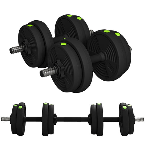 Rootz 15kg 2-in-1 Dumbbell Set - Adjustable Weights - Non-Slip Handles - Plastic Coating - Barbell Conversion - Fitness Equipment - 95cm x 20cm x 20cm