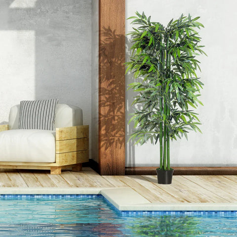 Rootz Artificial Plant - Artificial Bamboo - Artificial Bamboo Tree Plant - Home - Office - Green + Black - 20cm x 20cm x 180cm