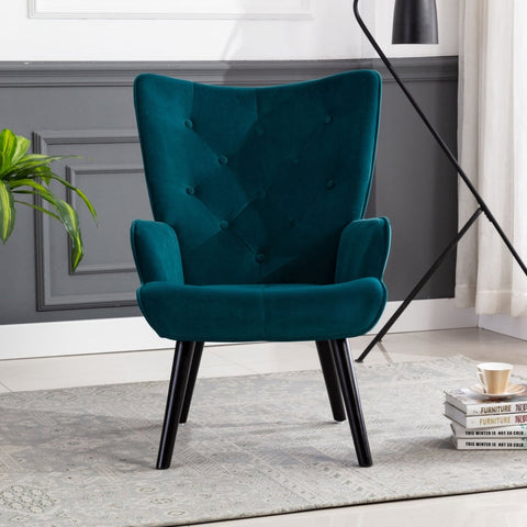 Rootz Velvet Armchair - Living Room Chair - Trendy Seating - High-Quality Comfort - 96cm x 69cm x 70cm