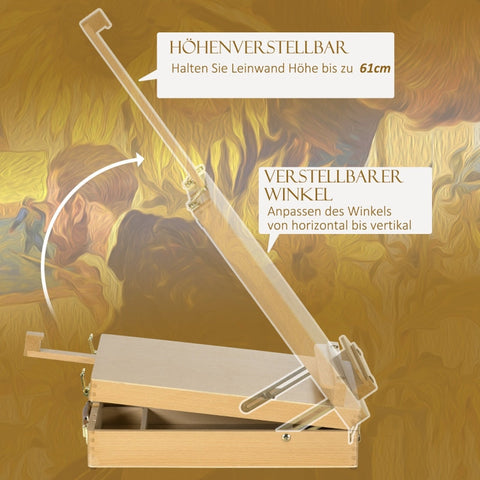 Rootz Table Easel - Artist Easel - Painting Stand - Robust & Durable - Compact & Portable - Versatile & Adjustable - 27cm x 41.5cm x 74.5cm - Beech Wood