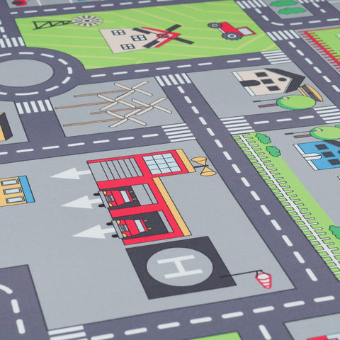 Children’s Play Rug – City Streets Design – Soft & Durable – Easy to Clean