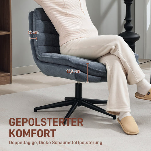 Rootz Rotatable Office Chair - Swivel Chair - Upholstered Seat - Comfort with Foam Padding - 65.5b x 76t x 80h cm - Grey