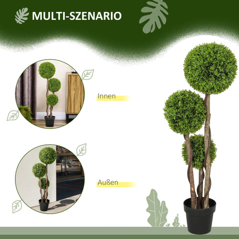 Rootz Artificial Boxwood Plant - Faux Greenery - Realistic Decor - Always Fresh - 115cm H x 19.5cm Ø Pot