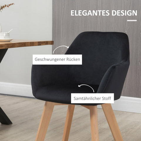 Rootz Dining Chair Set - Upholstered Chair - Velvet Fabric - Rubberwood Legs - Elegant Design - 54cm x 57cm x 80cm