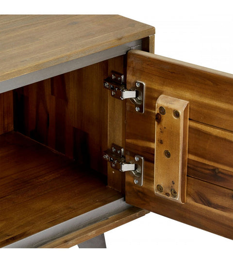 Rootz TV-tafel - Mediaconsole - Televisiestandaard - Massief acaciahout en MDF - Voldoende opbergruimte - Duurzaam - Stijlvol - 160 cm x 42 cm x 50 cm