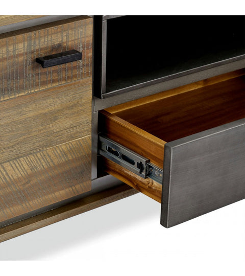 Rootz TV-tafel - Mediaconsole - Televisiestandaard - Massief acaciahout en MDF - Voldoende opbergruimte - Duurzaam - Stijlvol - 160 cm x 42 cm x 50 cm