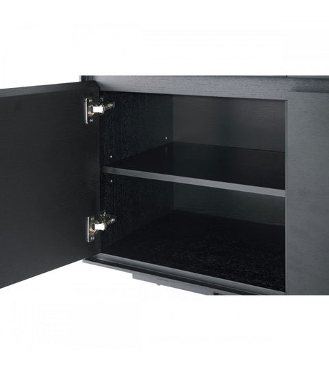 Rootz TV-tafel - Mediaconsole - Entertainmentstandaard - Duurzaam metalen frame - Verfijnd zwart eikenfineer - Veel opbergruimte - 160 cm x 45 cm x 50 cm