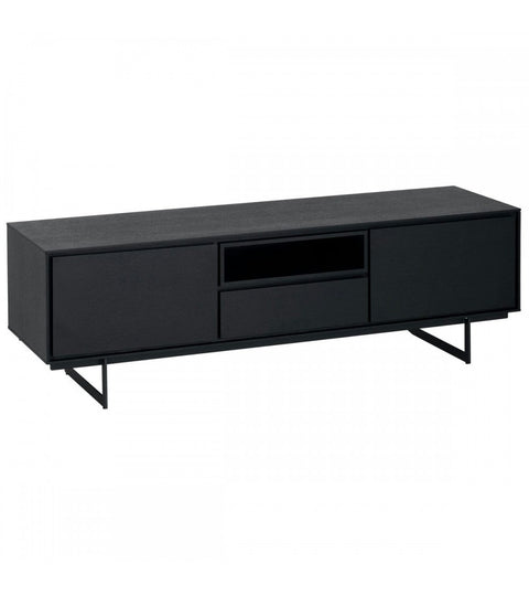 Rootz TV-tafel - Mediaconsole - Entertainmentstandaard - Duurzaam metalen frame - Verfijnd zwart eikenfineer - Veel opbergruimte - 160 cm x 45 cm x 50 cm