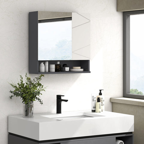 Rootz Bathroom Cabinet - Mirror Door - Adjustable Shelves - Resilient Up to 15 kg - 55cm x 17cm x 55cm - White