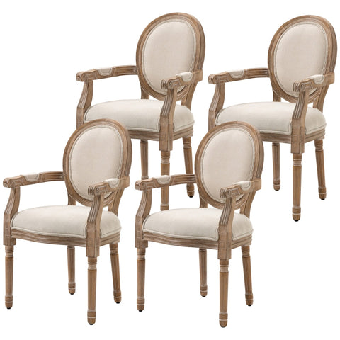 Rootz Victorian Dining Chair Set - Elegant Chairs - Antique Design Chairs - Soft Padding Comfort - 56L x 54W x 96H cm