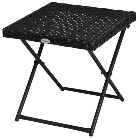 Rootz Polyrattan Balcony Table - Garden Table - Foldable - Steel Frame - Easy To Clean - Black - 40x40x40 cm
