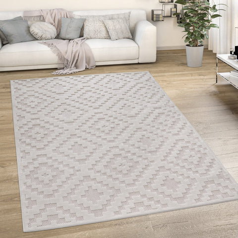 Indoor Outdoor Rug – Durable Short Pile – Geometric 3D Design – Easy Care
