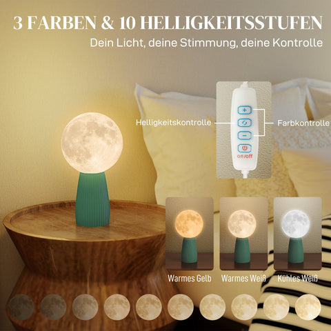 Rootz Table Lamp Set - Planetary Lamps - 3D Technology Lights - USB Powered - Adjustable Brightness - Ø15 x 27.5cm, Ø15 x 23.5cm
