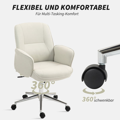 Rootz Office Chair - Desk Chair - Executive Seat - Height Adjustable - 67cm x 69cm x 92-102cm - White