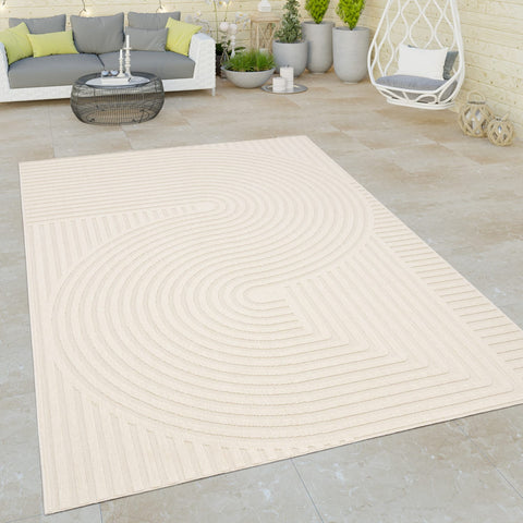 Indoor Outdoor Rug – Durable & Soft – Geometric 3D Pattern – Weather & UV Resistant – Easy to Clean – Elegant Border – Patio & Living Room Use