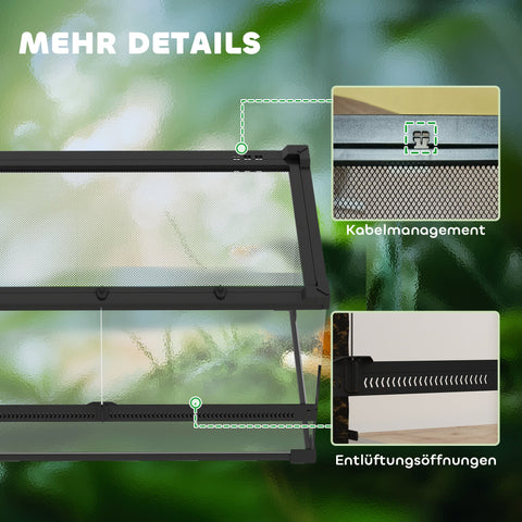 Rootz Glass Terrarium for Reptiles - Vivarium - Waterproof Vivarium - Increased Floor - 50cm x 30cm x 25cm