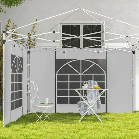 Rootz Gazebo - Side Panels - 2 Pack Sides Replacement - Pop Up Gazebo - With Windows And Doors - White - 295W x 195H cm