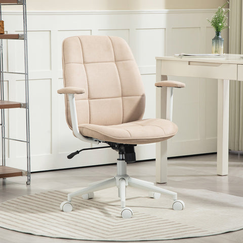 Rootz Ergonomic Office Chair - Desk Chair - Swivel Chair - Height Adjustable, 360° Rotation, Brown Linen - 64cm x 66cm x 88-97.5cm