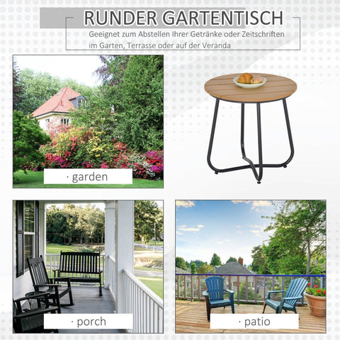 Rootz Garden Table - Elegant Round Table - Outdoor Dining Table - Durable Steel Frame - Adjustable Foot Pads - Slatted Design - Ø49 x 48H cm